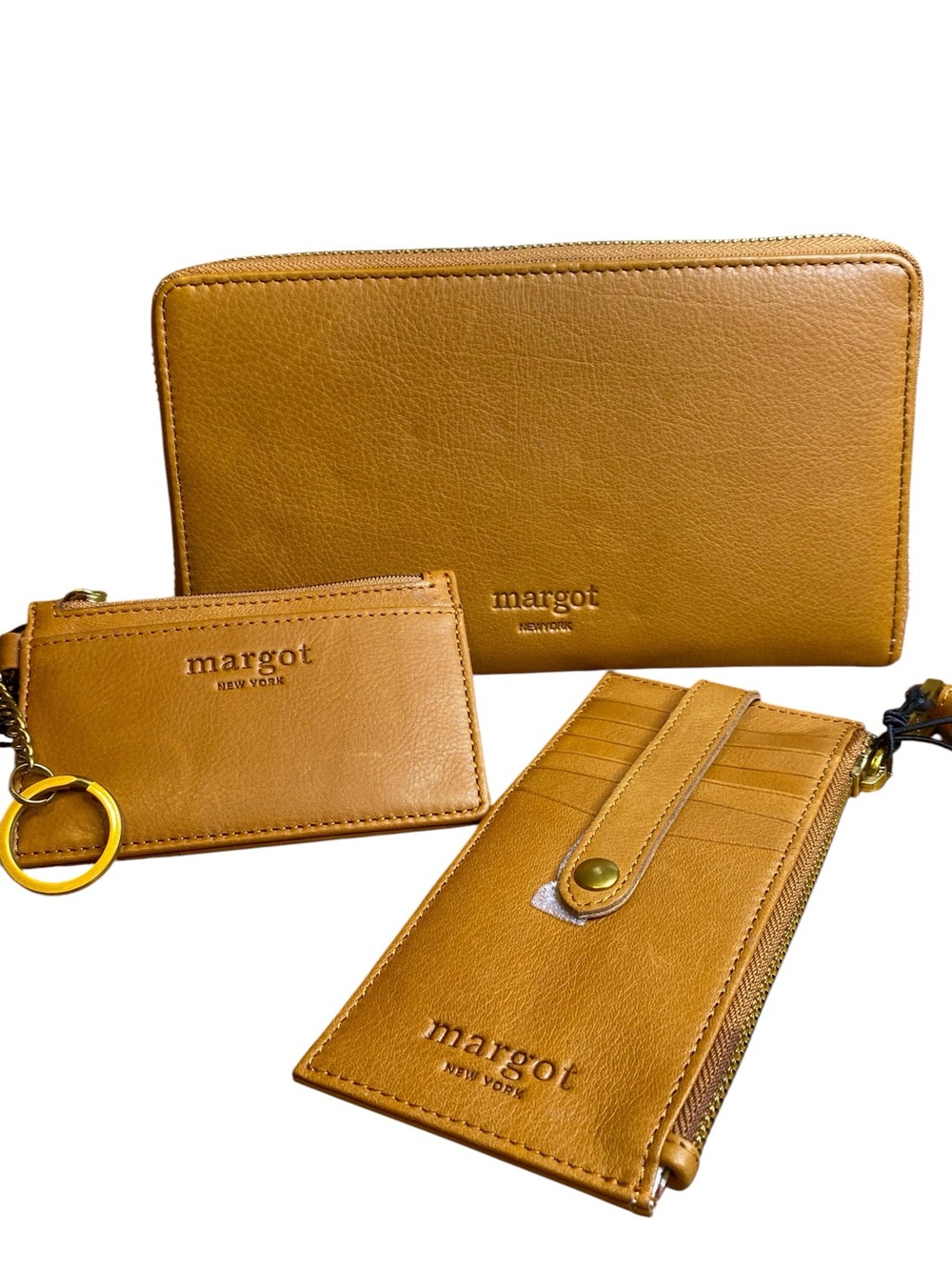 Margot New York 3 Piece Wallet Set in Cognac NWT